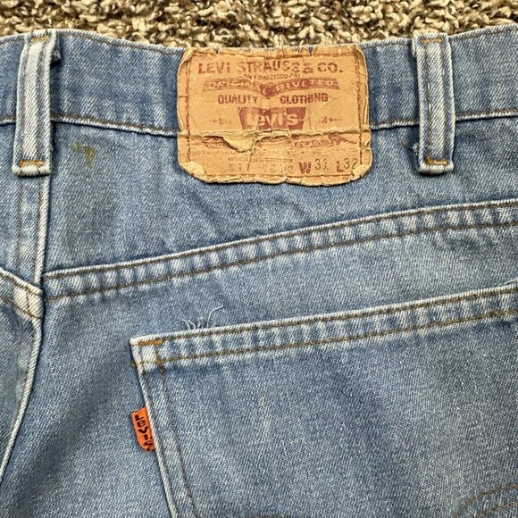 Vintage 90s Levis 517 Bootcut Orange Tab Flared Faded Blue Denim Jeans 31x28 USA - Picture 14 of 14